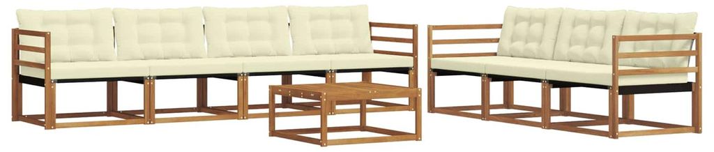 vidaXL Outdoor-Sofagarnitur mit Kissen 8 pcs Natur und Creme