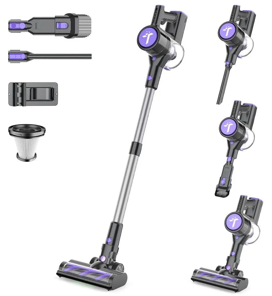 Aspirateur sans fil spécial poils d'animaux puissant et silencieux violet