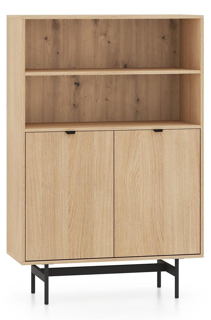 Selsey HEGGERS - Regal mit 2 türig und 2 nischig, Eiche Mavelie, 92 cm