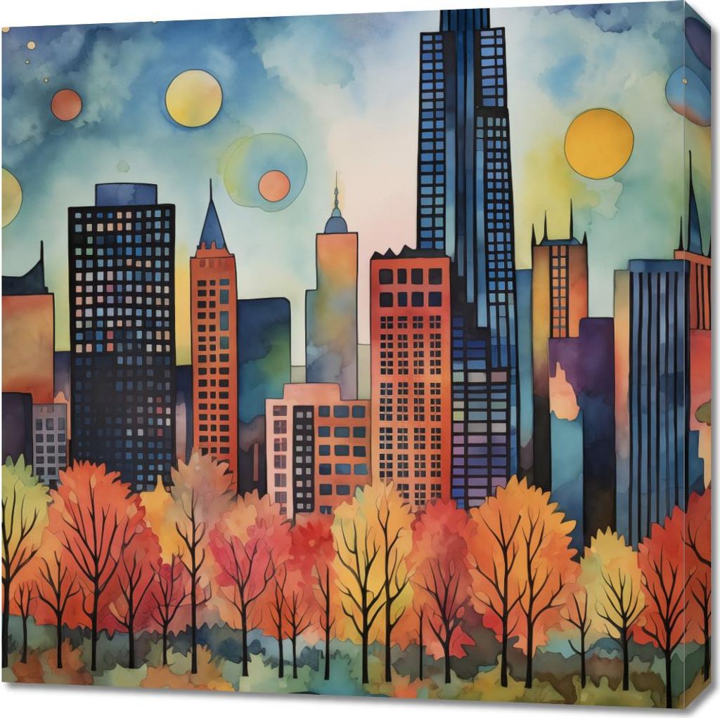 Bild 70x70cm Panorama einer malerischen Stadt