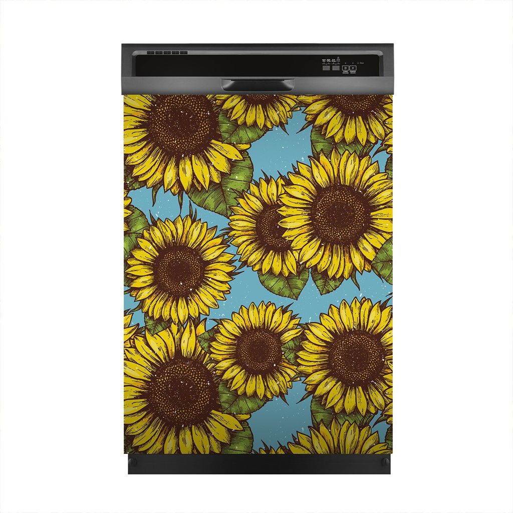 Magnete Dekorative 60x80 cm Küche Magnetmatte Spülmaschine - Retro Sonnenblume