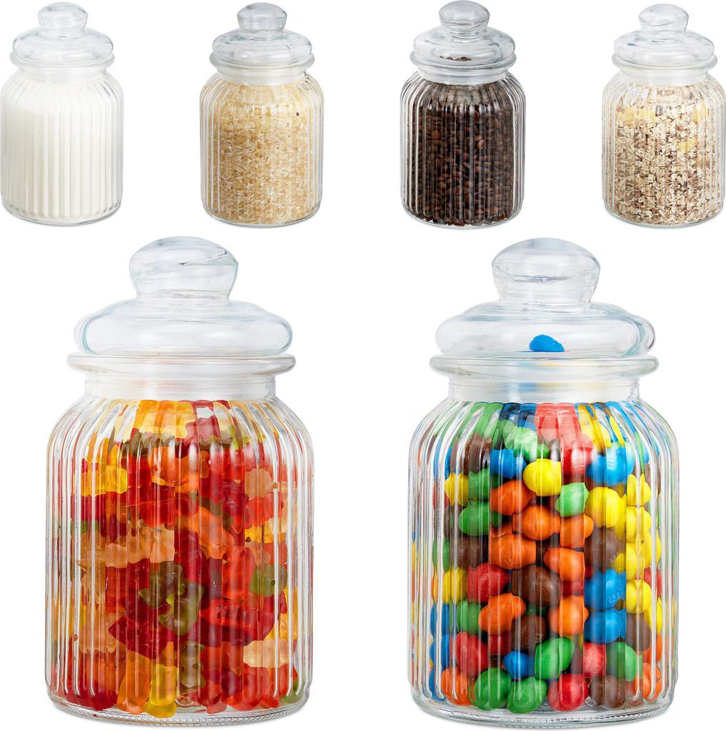 set di barattoli relaxdays alti 19,0 cm trasparenti da 1,0 Immagine del prodotto 