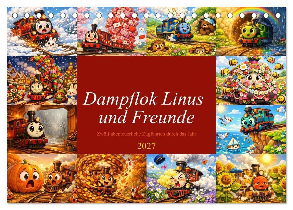 Dampflok Linus und Freunde (Tischkalender 2027 DIN A5 quer), CALVENDO Monatskalender