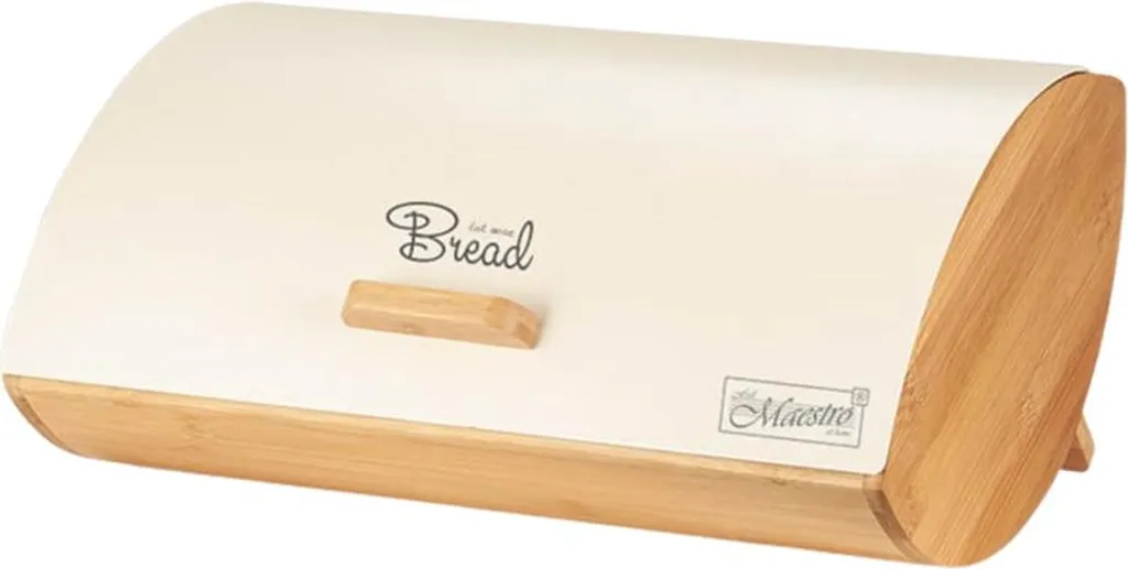 Maestro MR-1775-IVORY Portapane in Legno di Bambù e Metallo Avorio
