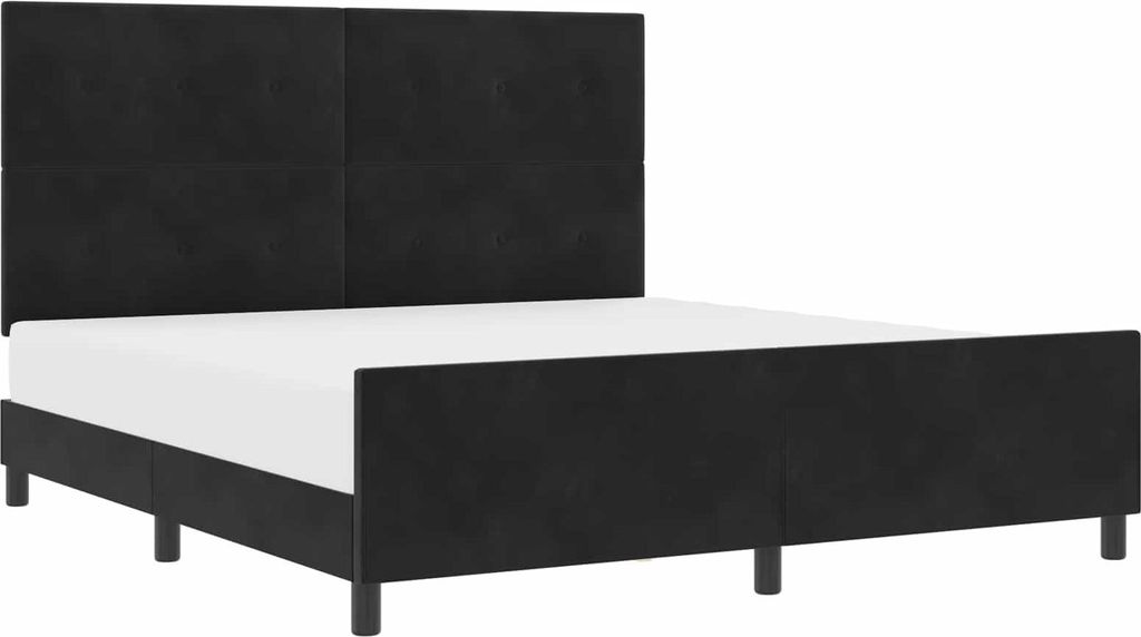 Boxspringbett mit Kopfteil Schwarz 180 x 200 cm Samt