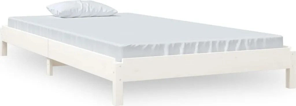 Gagnez de la place : Lit empilable 100x200 cm en bois blanc massif robuste