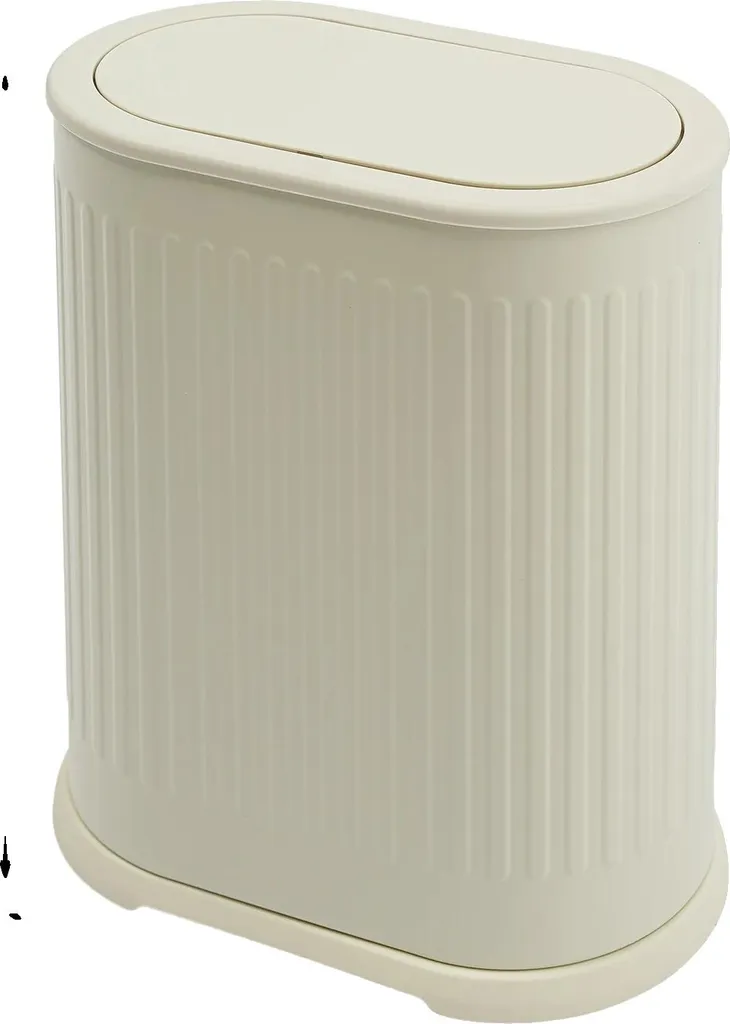 Poubelle design moderne 6L blanc laiteux compacte pour salle de bain