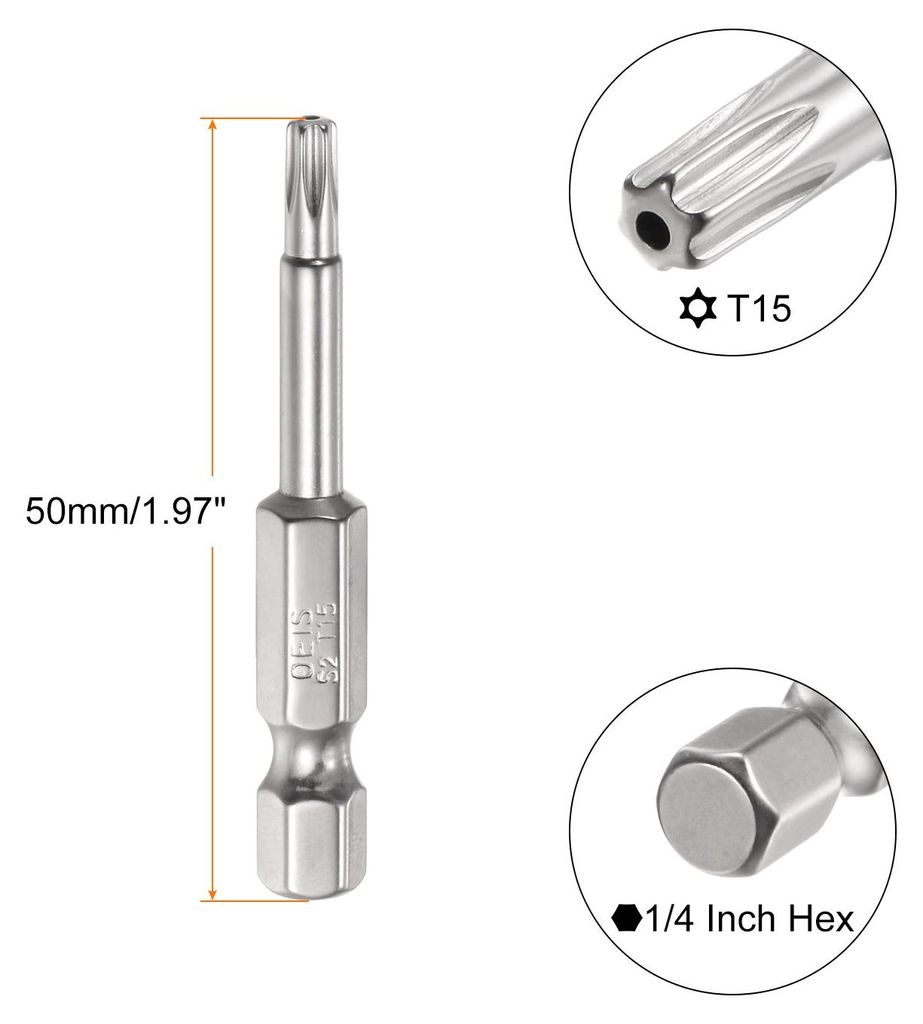 5 Stš¹ck T15 Torx Bit Set 50mm L?nge Bitsatz 1/4 Zoll Sechskantschaft S2 Stahl Magnetisch Manipulationssicher fš¹r Schraubendreher Akkuschraube...