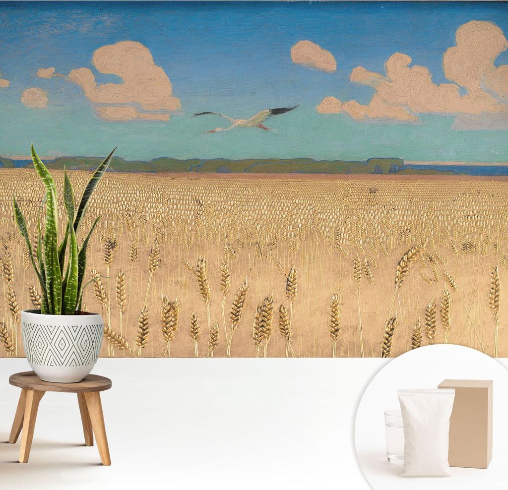 Fototapete - 208x146 cm - Tapete - Wandtapete - Wandbilder - Dekofolie - Tapete Folie - Wand - Dekoration - Wohnzimmer - Weizenfeld