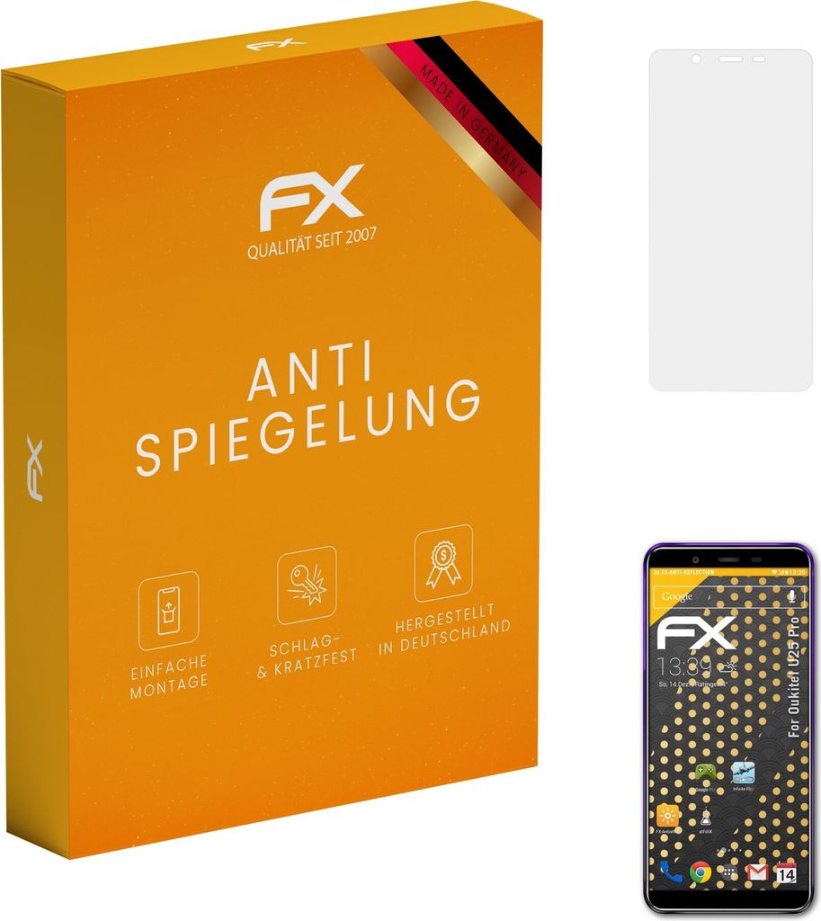 atFoliX FX-Antireflex 3x Schutzfolie kompatibel mit Oukitel U25 Pro Displayfolie