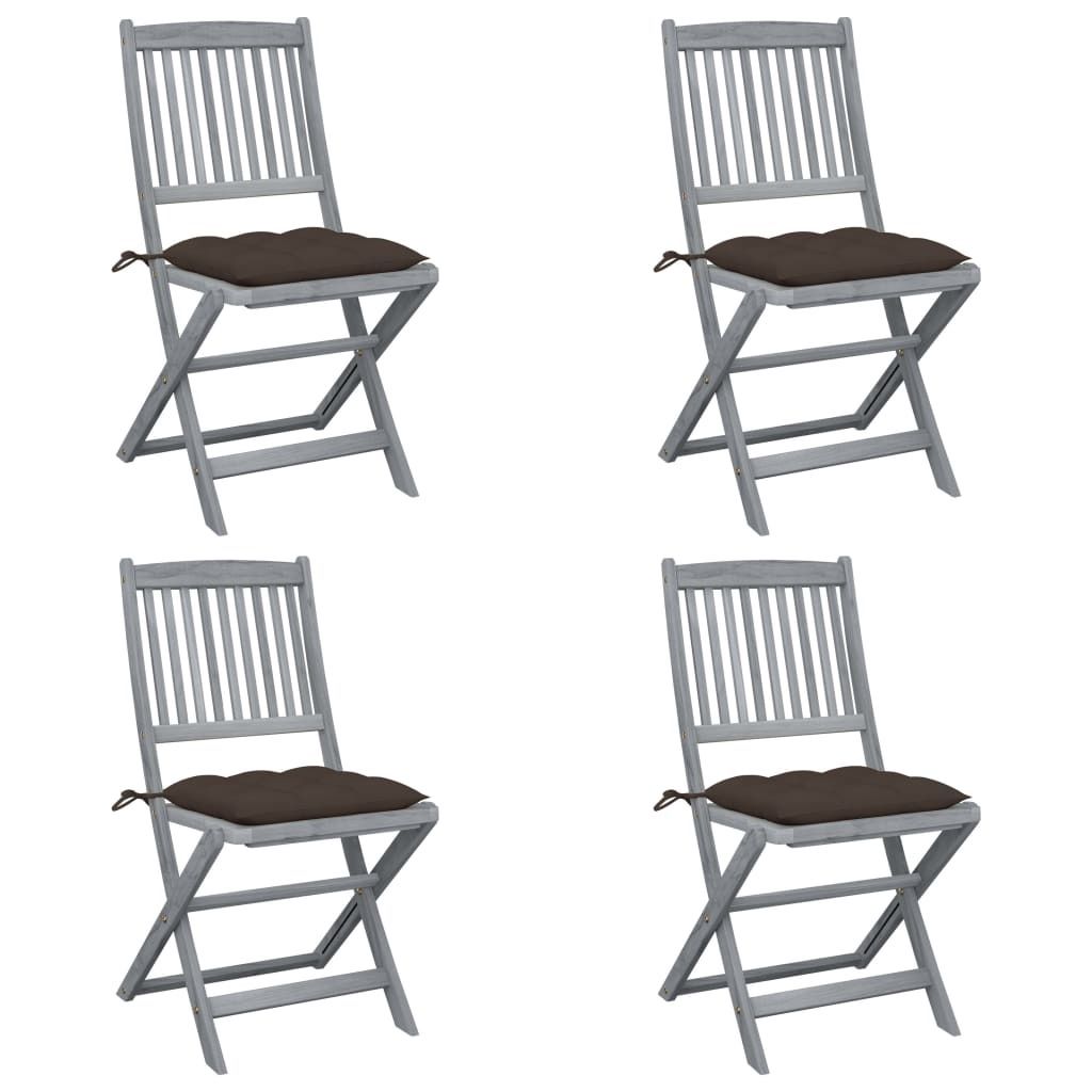 "im Angebot" Klappbare Gartenstühle 4 Stk. - bis 150 kg - mit Kissen Massivholz Akazie - Stapelsessel CC2772