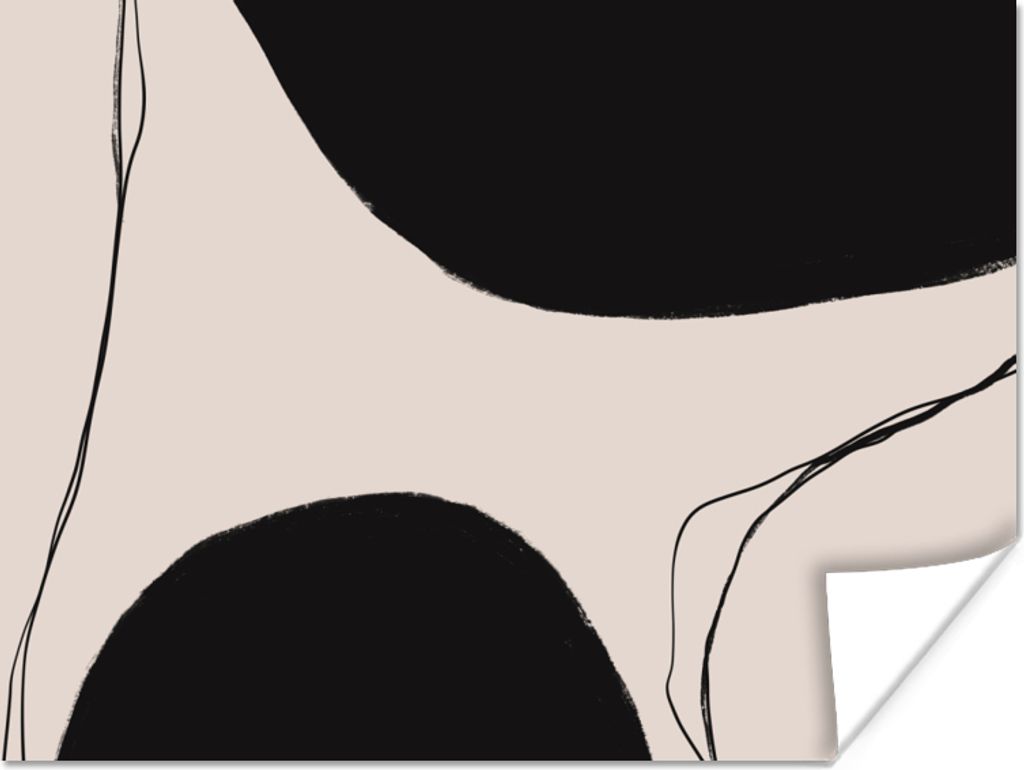 MuchoWow Poster Pastell - Schwarz - Minimalismus 80x60 cm - Kunst für zu Hause