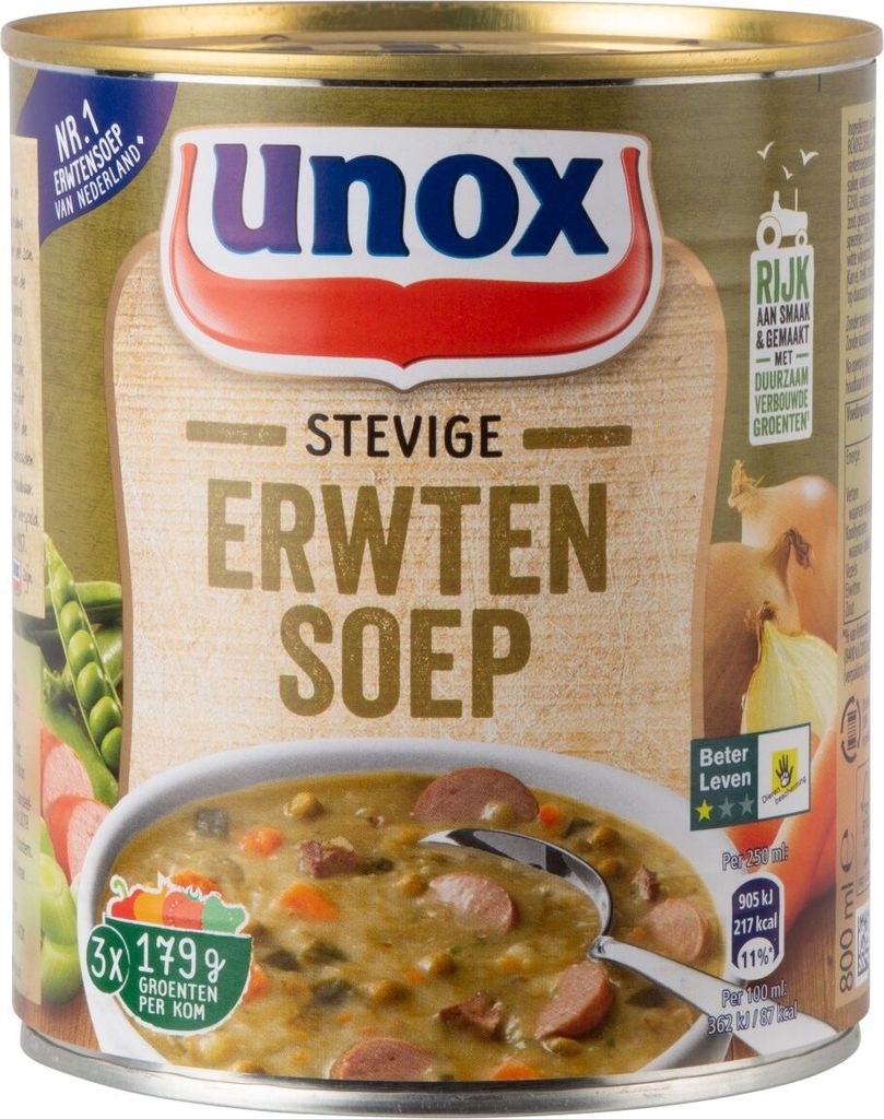 Unox Herzhafte Suppenerbsen 12 x 80 cl Produktbild 