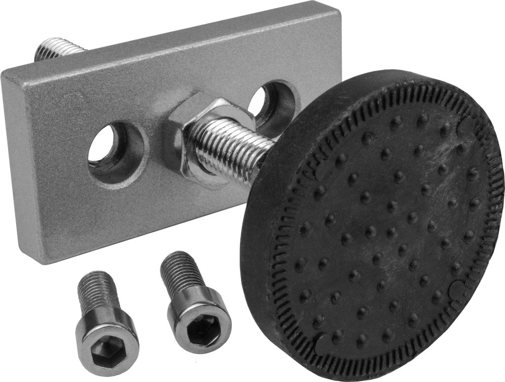 KLAK 40/80 - Adapter- & Fußplatte Aluprofil 4080, silbergrau – M12 mit Stellfuß