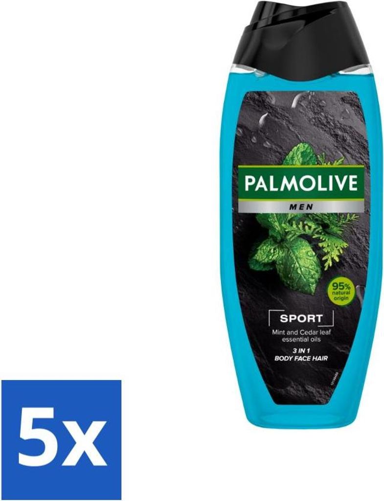 Palmolive Men - Sport 3-in-1 - Duschgel - Erfrischend & Pflegend - 500 ml - Vorteilspack - 5 Stücke