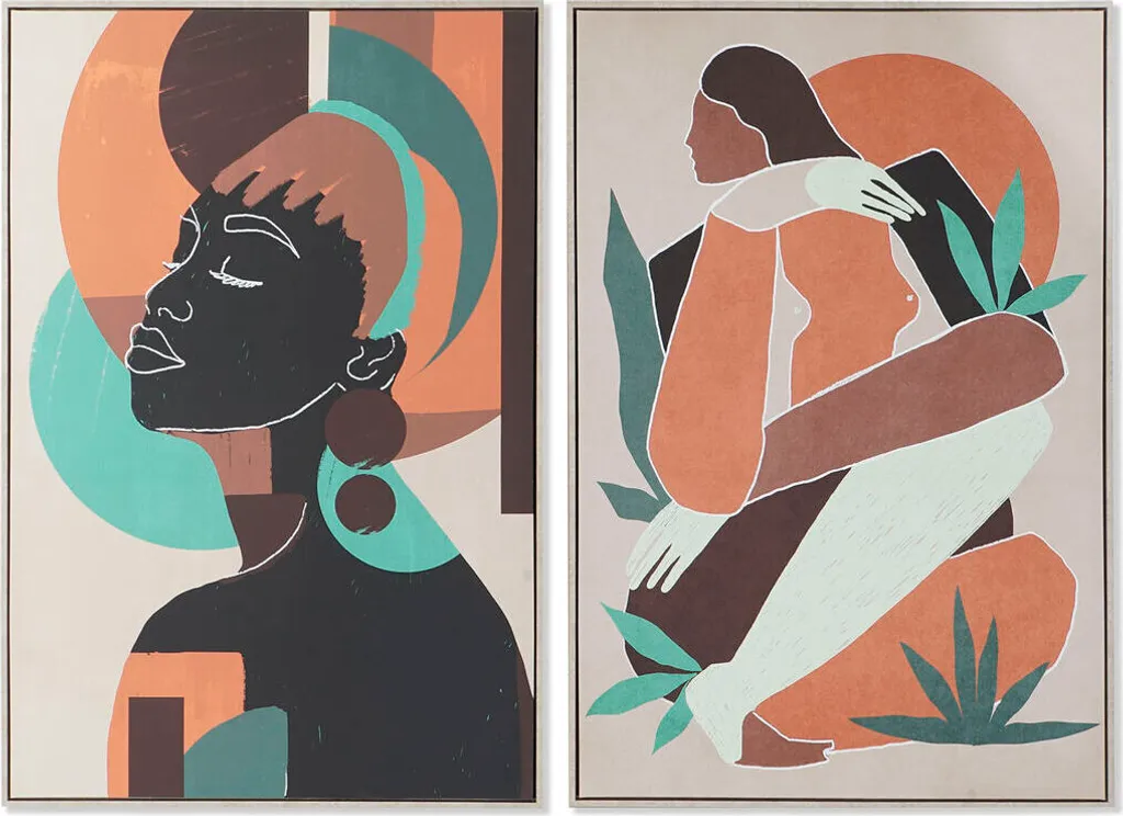 Habillez vos Grands Murs : Tableau Femme Coloniale 84x123 cm (Set de 2 pcs)