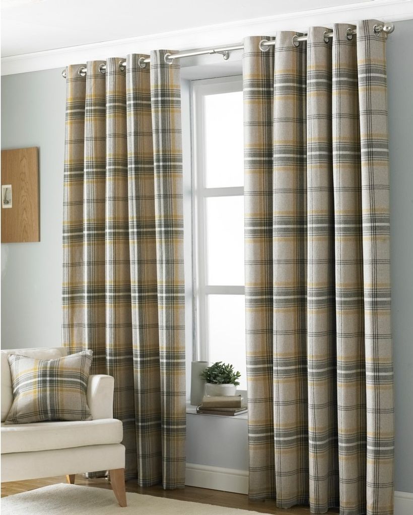Paoletti - Ösenvorhänge "Aviemore" RV1523 (117 cm x 137 cm) (Ockergelb)