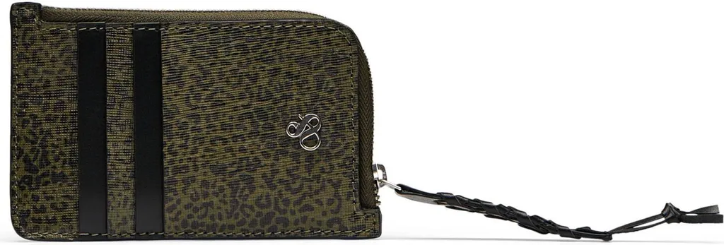 Porte-cartes en Cuir à Zip Scotch & Soda Motif Léopard Spot Green Chic