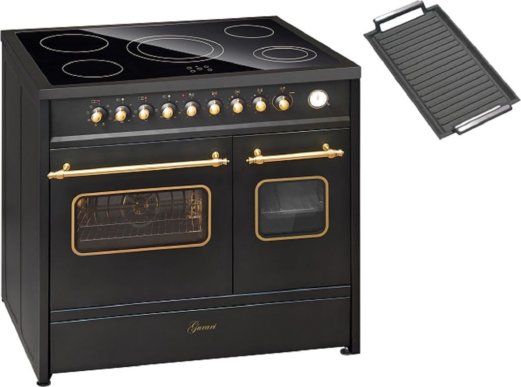 Gurari GCH E 912 DF BL r+Grillplatte , Retro Elektro Standherd 90 cm