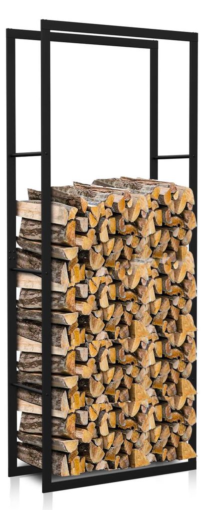 Peviasot Kaminholzregal 150 × 60 × 25 cm, Eisen, Schwarz, Produktbild 