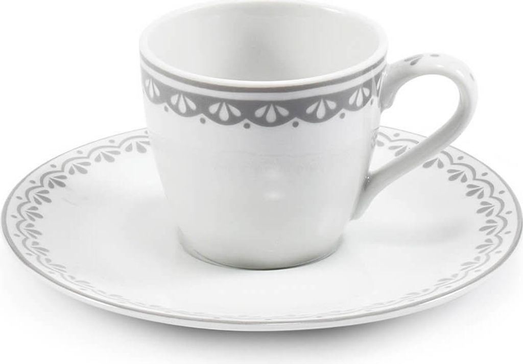Leander Šálek s podšálkem na espresso, 0,07 l, HyggeLine, šedá, Leander, český porcelán