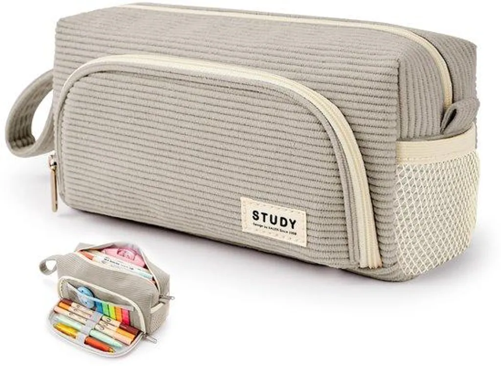 Trousse universitaire en velours pour organiser stylos et accessoires