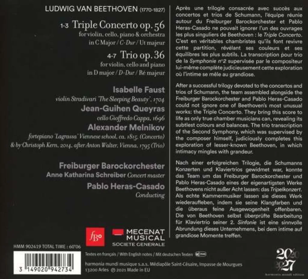 CD Audio Ludwig van Beethoven Tripelkonzert op.56 Musique Classique Concert