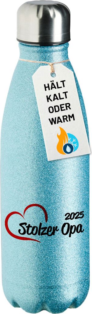 Huuraa Trinkflasche Stolzer Opa 2025 Herz 500ml Blue Edelstahl Wasserflasche Trinkflasche Geschenkidee
