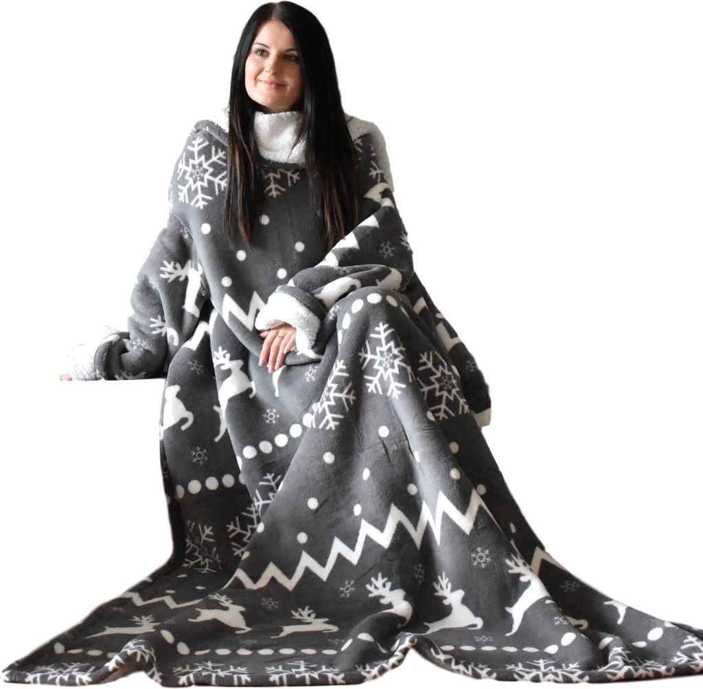 HOMELEVEL Sherpa Decke mit Ärmeln - 200x150cm Kuscheldecke Produktbild 