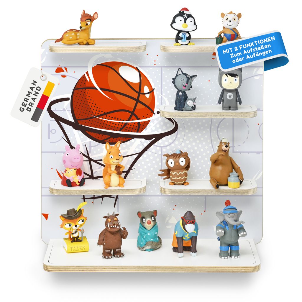 Basketball - stadtecken Erweiterungsregal für Toniebox & Figuren – Wandregal – Ordnung & Aufbewahrung für Tonie-Hörfiguren