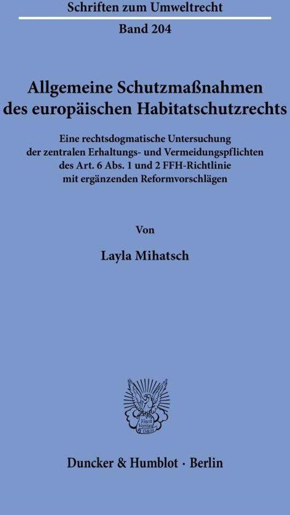 Mihatsch, L: Allgemeine Schutzmaßnahmen/Habitatschutzrechts