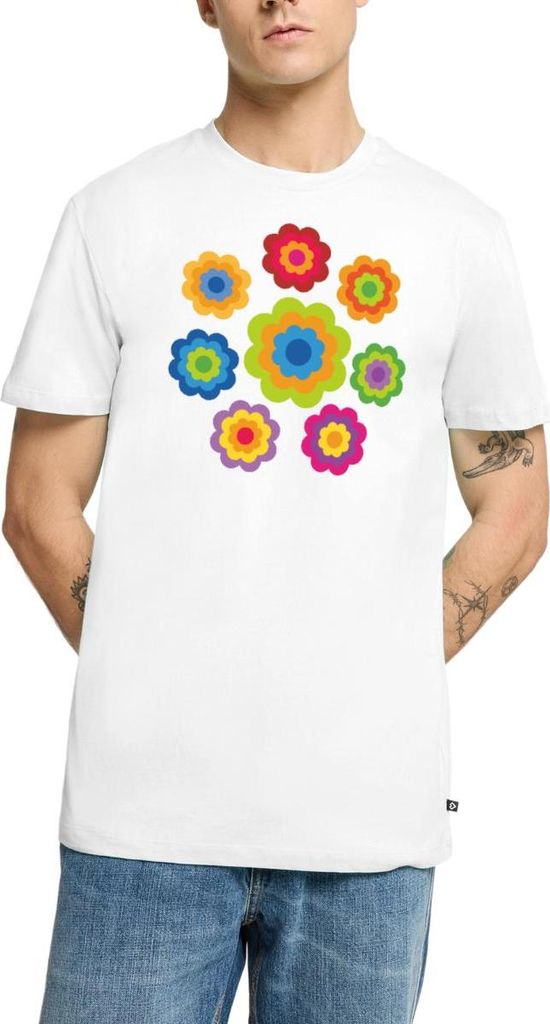 Spreadshirt 70er Jahre Hippie Flower Power Kostüm Blumen Outfit Männer Premium T-Shirt, XS, Weiß