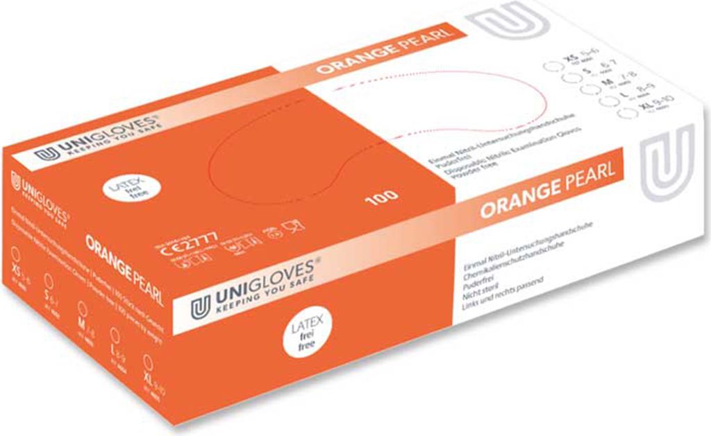 UNIGLOVES Nitril Orange Pearl XL 100St