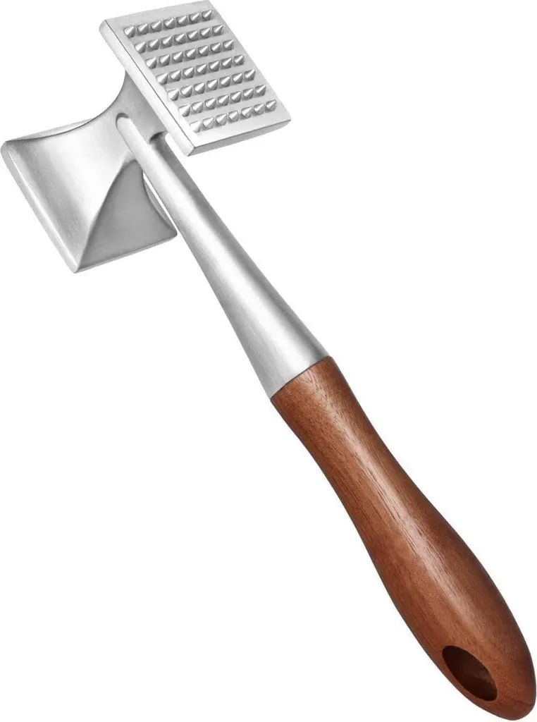 Inteneritore per carne con manico in legno, lega di zinco, martello da bistecca 2in1 26 CM