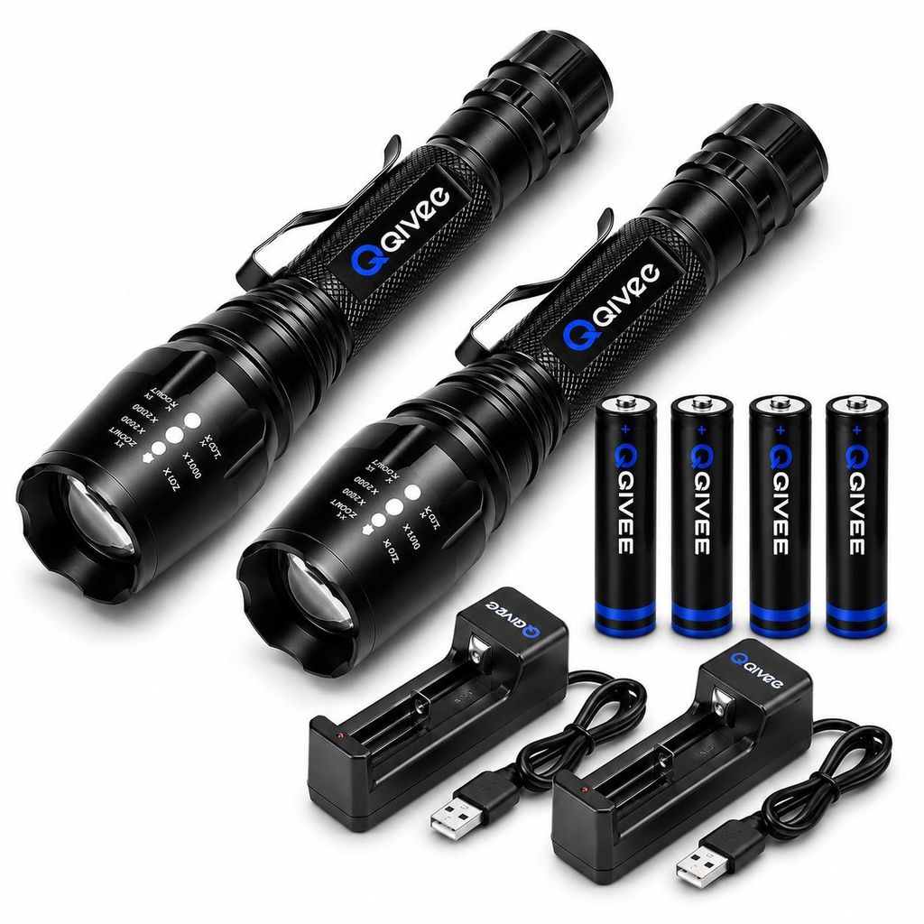 2x LED Taschenlampe Lampe 1km Leuchtweite Militär Taktische Produktbild 