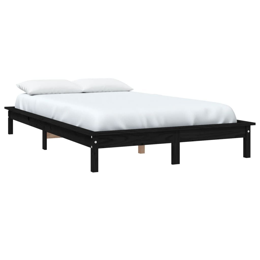 "2026 MODERNE"Massivholzbett - Bettrahmen - Bettgestell - Doppelbett - Schwarz 150x200 cm Kiefer - Polsterbett Klassische Betten CC5085650
