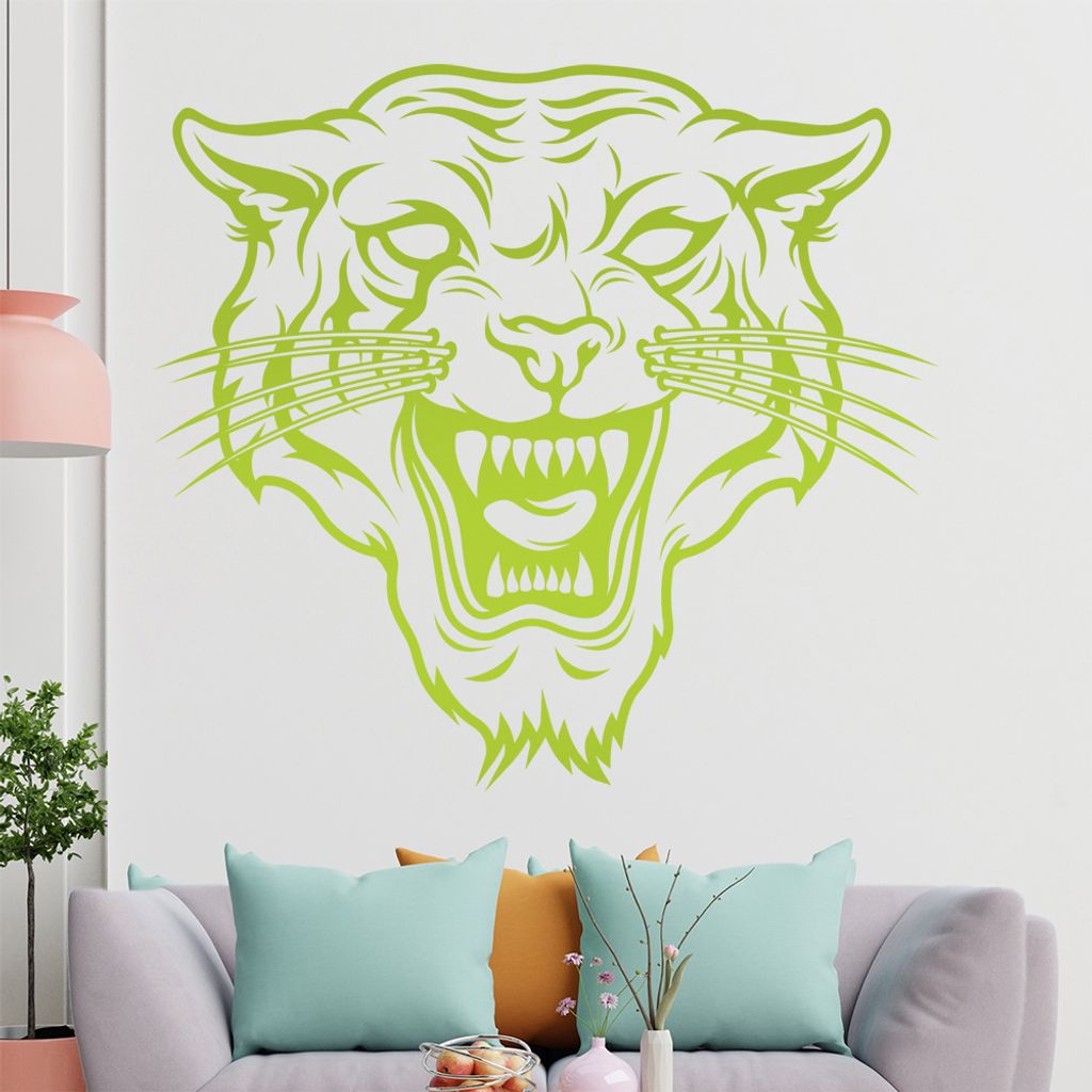KIWISTAR Tiger Aggression bruellend Grosskatze Wandtattoo in 6 Größen - Wandaufkleber Wall Sticker - Dekoration, Küche, Wohnzimmer, Schlafzimmer...