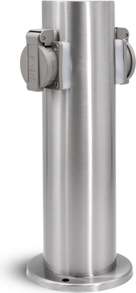 Colonne de Prises Extérieure Inox Ronde KONIVA Double Prise IP44