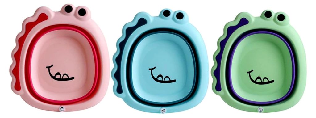 3 Stück Babywaschbecken Faltbar Cartoon Kunststoff Waschbecken für Babys Babybadewanne Tragbar Babybad Zubehör