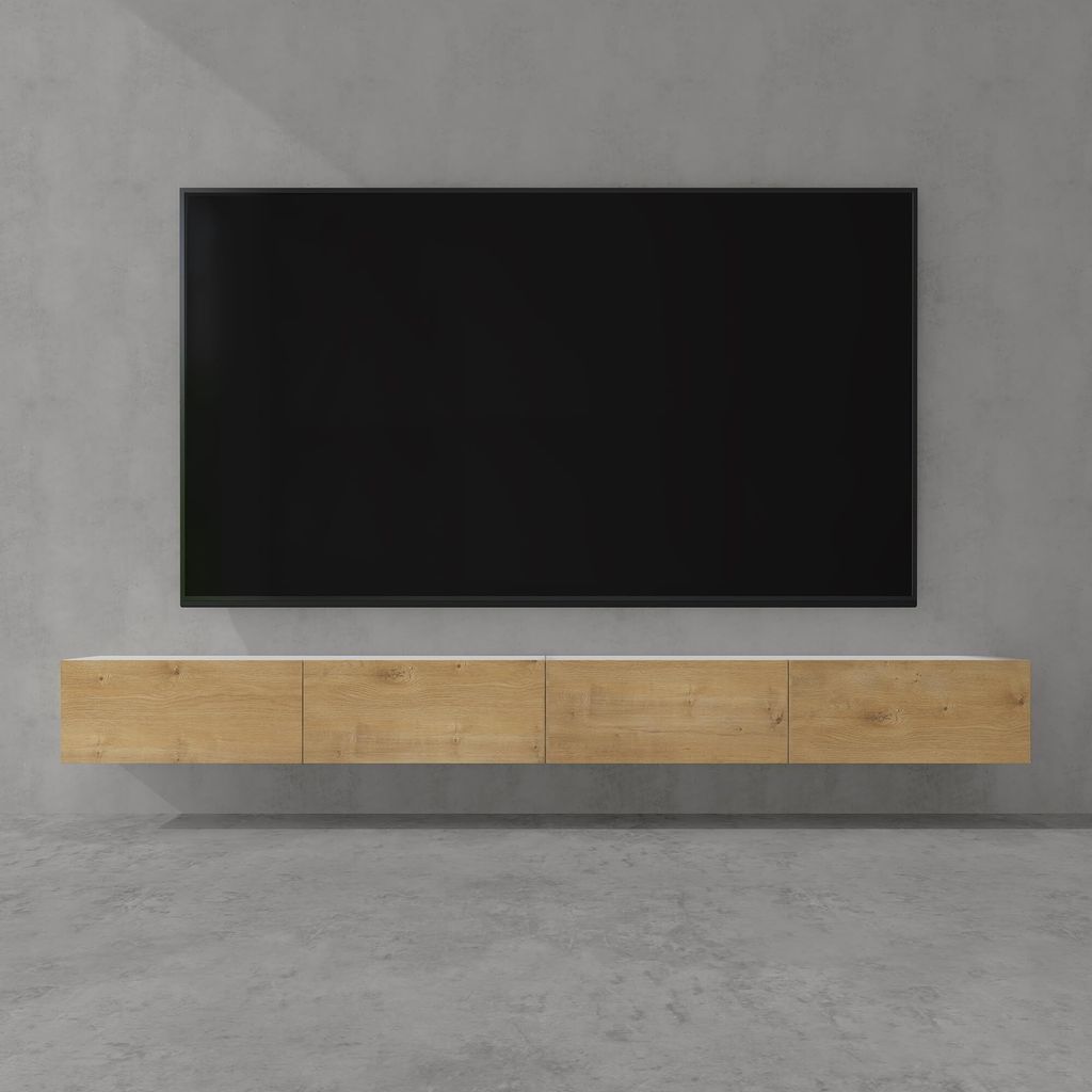 doporro TV Lowboard hängend Fernsehschrank Wohnzimmer | TV-Schrank hängend Fernsehtisch Hängeschrank 280cm Fernsehschrank02