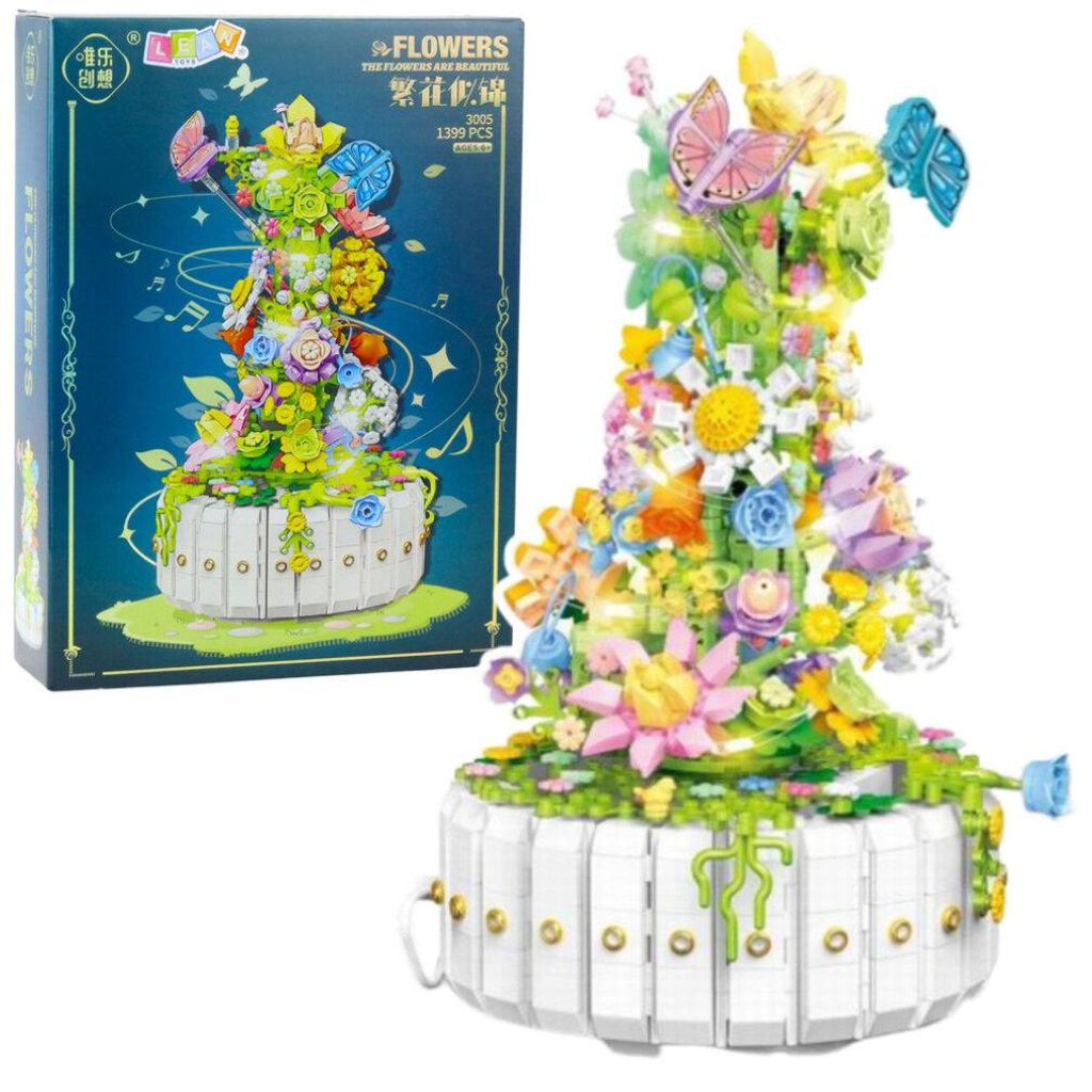 Lean Bauklötze Blume Komposition Mit Schmetterlingen Led-Leuchten 1399 El.