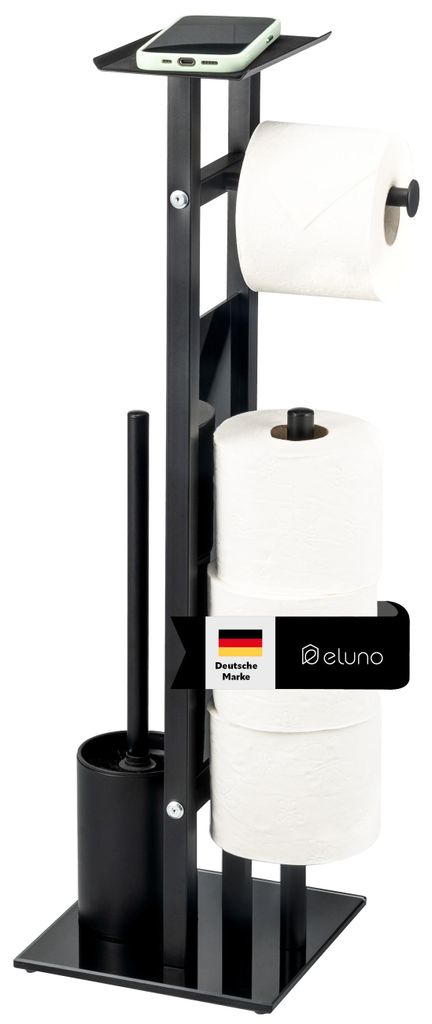 eluno Stand WC-Garnitur 4in1, WC-Bürste, Rollenhalter und Produktbild 