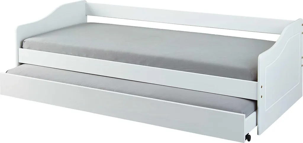 Lit Gigogne Gain de Place 90x200 Malte Blanc pour Chambre Enfant ou Ami