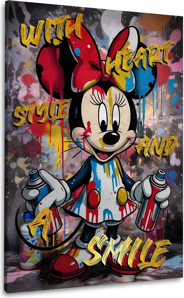 Pop Art Minnie Style mit Graffiti und bunten Farben Wandbild Wanddeko: 60x90x4cm