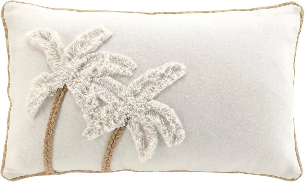 Coussin en coton à relief palmier tufté - Accessoire déco 30 x 50 cm