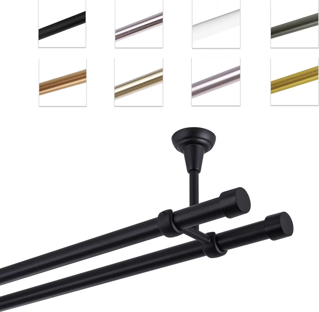 Bastone Tenda Doppio 480 cm Nero - Offerta Kit Parete Resistente