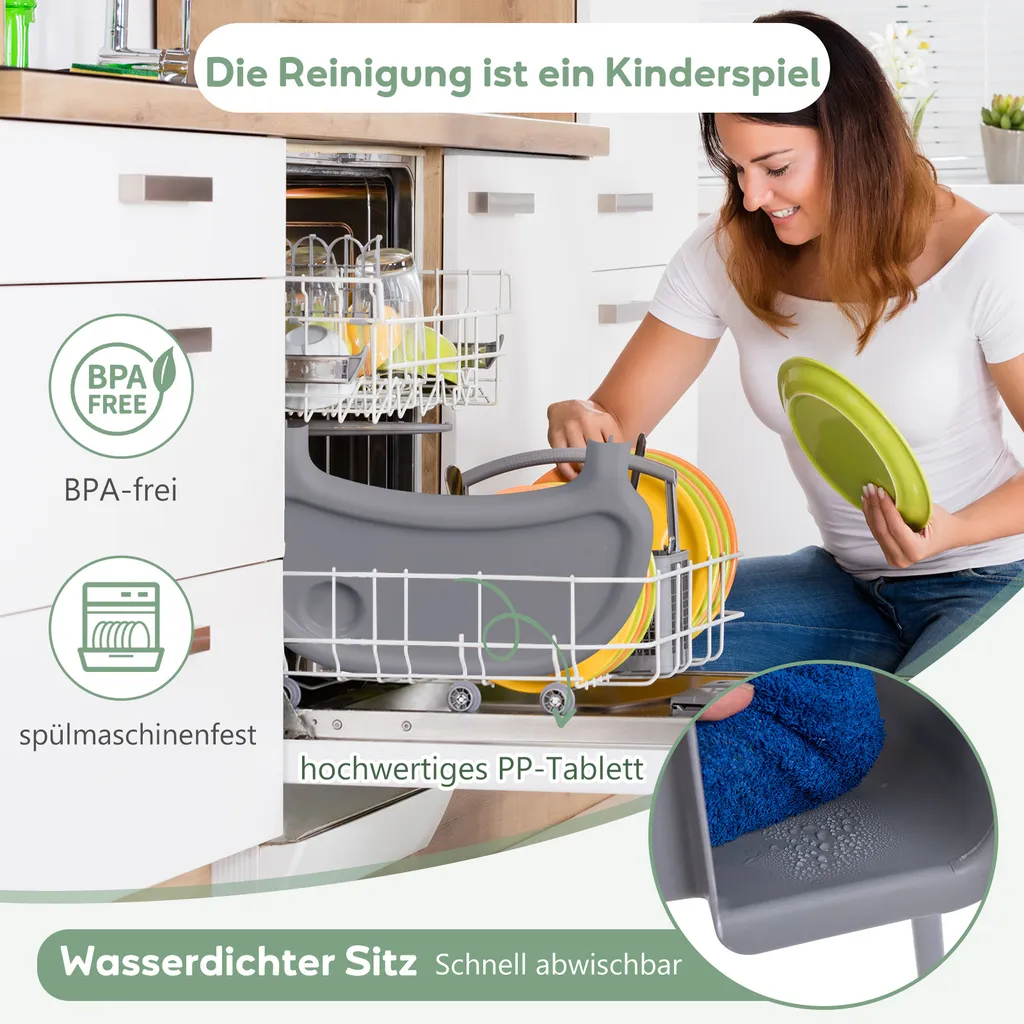 Chaise de repas bébé transformable en chaise de sol pour jouer en Gris