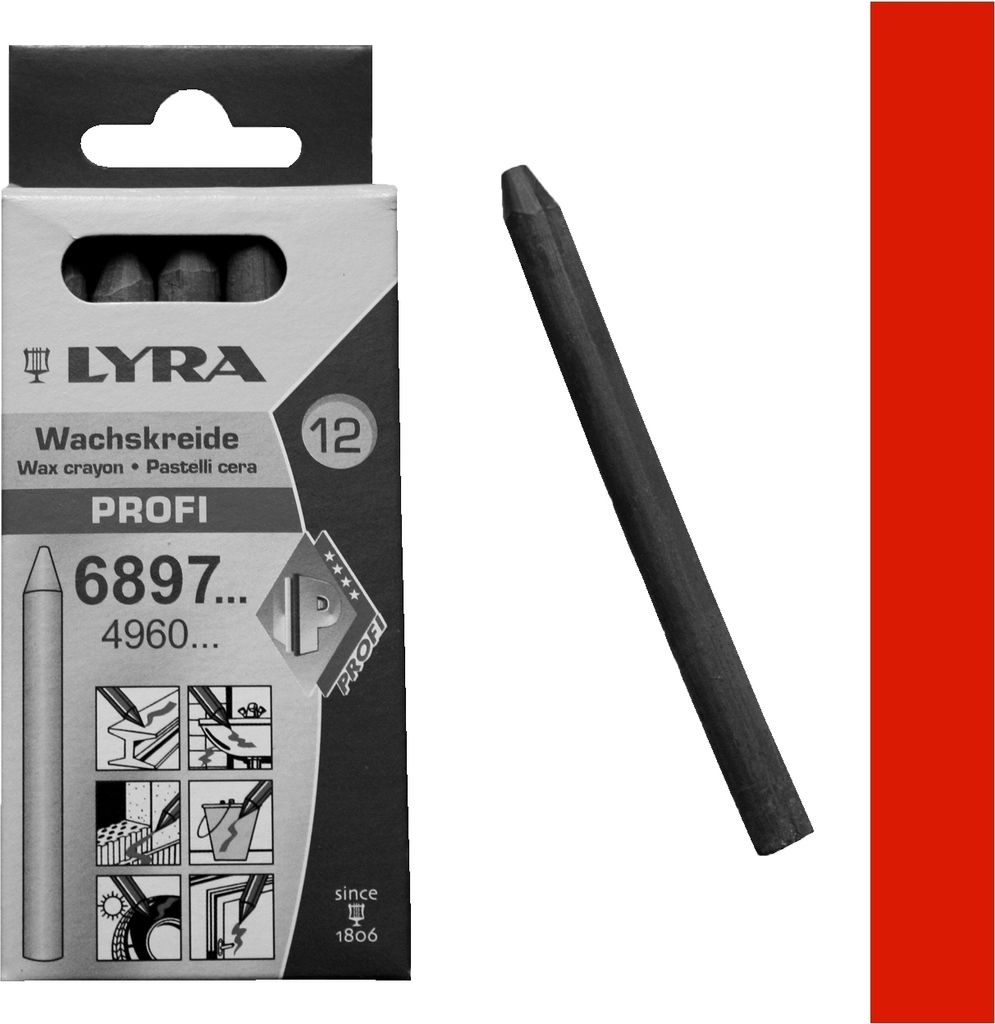 Ölsignierkreide 8,5 x 100 mm, rot / Pck a 12 Stück