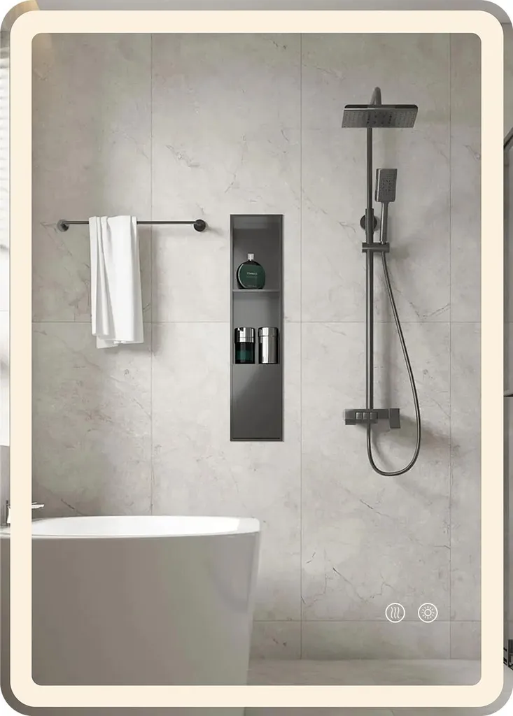 Miroir de salle de bain pour maquillage et rasage avec éclairage LED