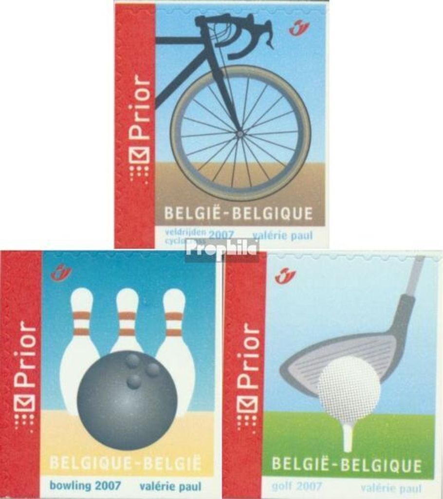Briefmarken Belgien 2007 Mi 3653I E-3655I E (kompl.Ausg.) postfrisch WM Querfeldeinradfahren